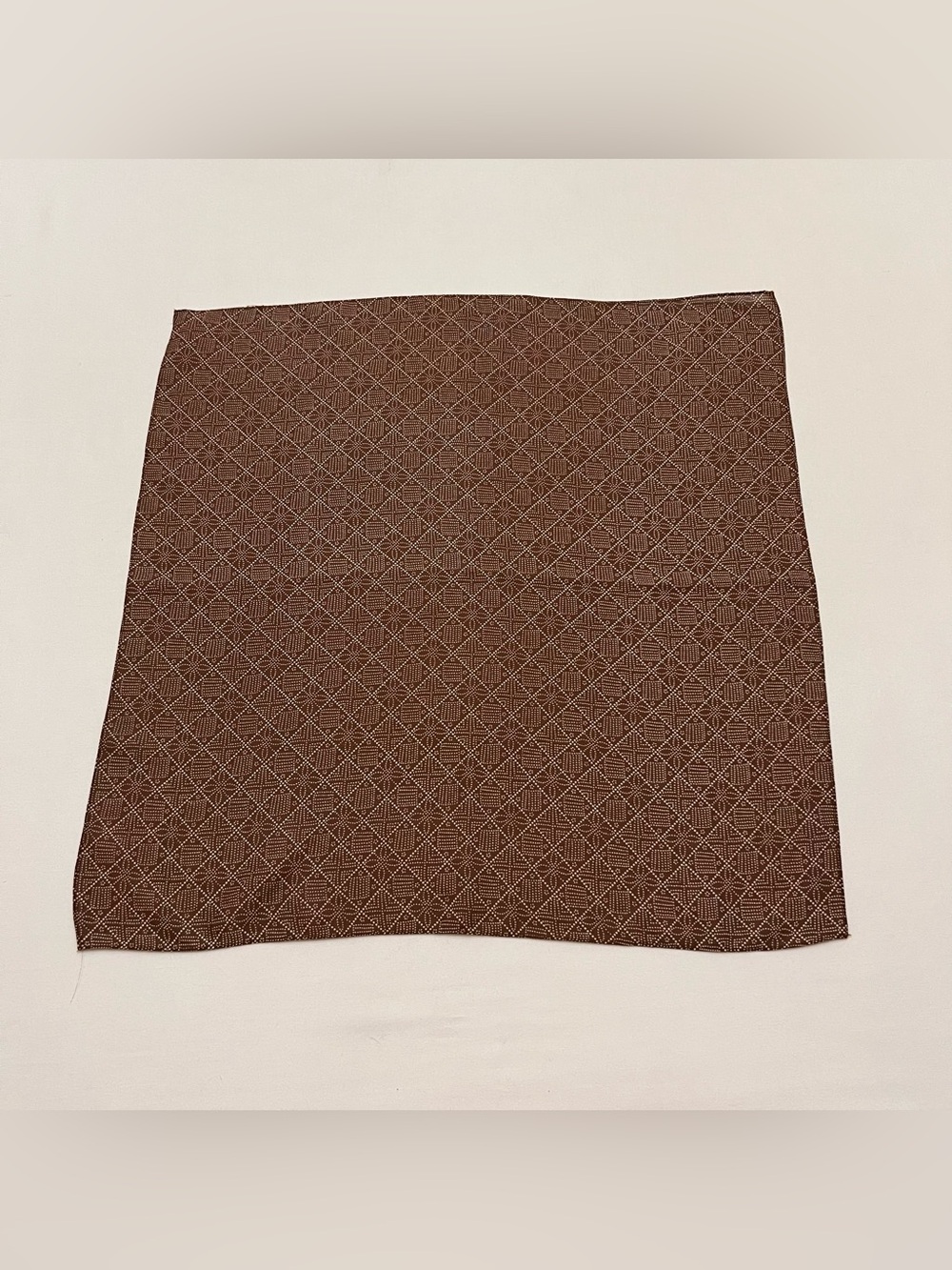 Vintage Donna Ricco NY Silk Square Scarf Brown/White Geometric Print 20"x20"